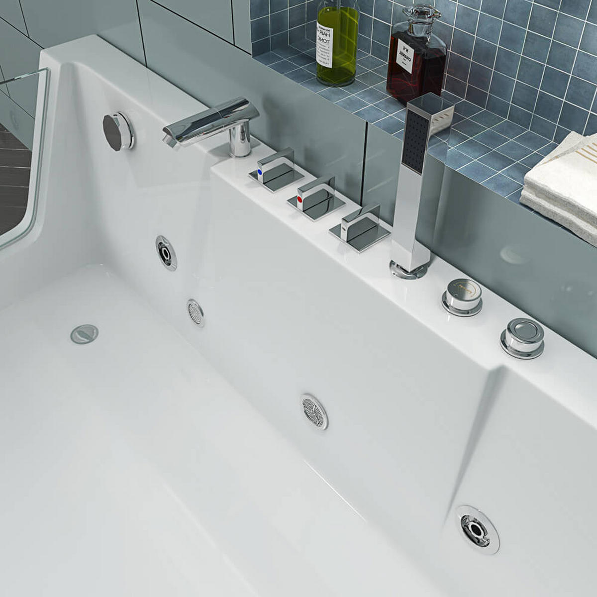 WHIRLPOOL CARICA - Links - Weiß, Keramik (170/59/80cm) - Home Deluxe