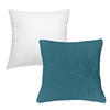 KISSENHÜLLE Strick türkis 45/45 cm mit Reißverschluss inkl. 100% Federkissen - Türkis, Textil (45/45cm) - wometo