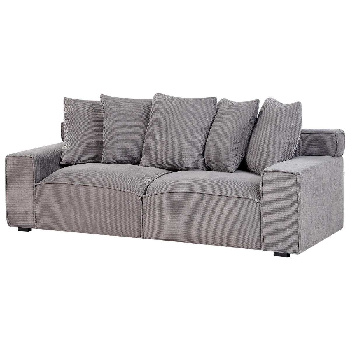 3-SITZER-SOFA Cord Dunkelgrau Viskan - Dunkelgrau, Textil (200/62/74cm) - Beliani