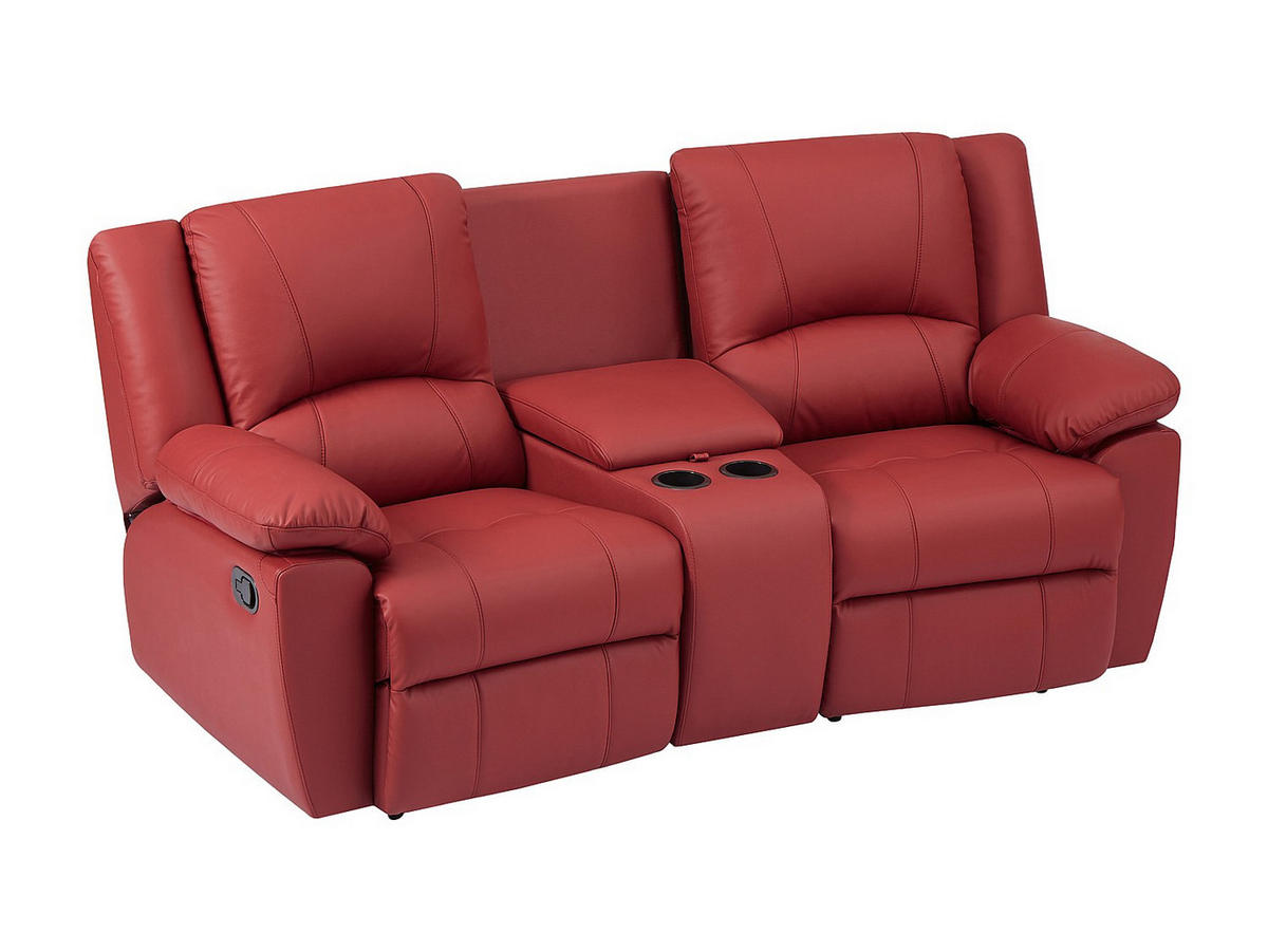 SOFAGARNITUR mit Relaxfunktion - 6 Personen-Sitzer - Leder - Rot - - Rot, Leder (99/97/308cm) - Vente-Unique