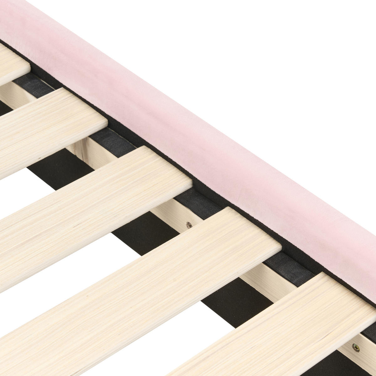 DĚTSKÁ POSTEL Duha Sametová látka 90/200 cm Růžová Landeillau - světle hnědá, textil (90/200cm) - Beliani