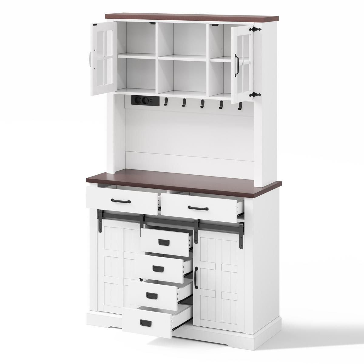 BUFFETSCHRANK Weiß 108/40/180 cm - Weiß, Holz (108/180/40cm) - PANGIVO