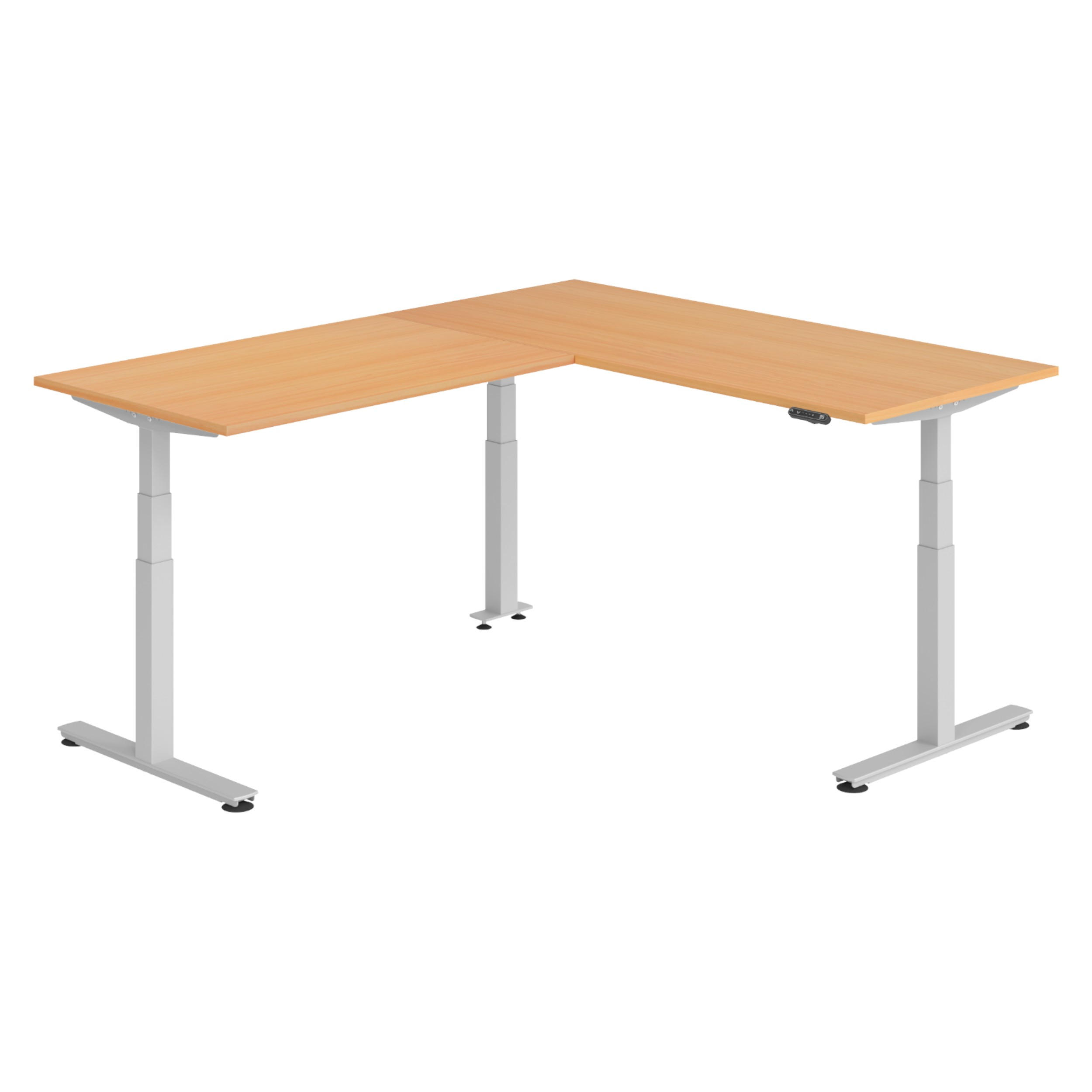 bümö Eckschreibtisch Buche, Silber 180x74x220 cm