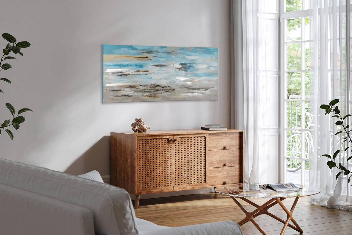 ÖLGEMÄLDE 140/70 cm - Blau/Grau, Holz/Textil (140/70cm) - KUNSTLOFT