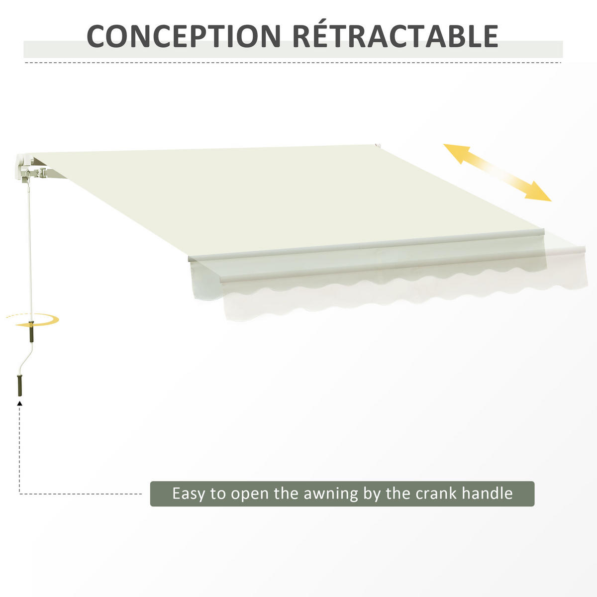 MARKISE DE-13901 mit Kurbel, manuell 295 / 245 cm, Winkel 45°-85° Creme - Creme, Metall (245/1/295cm) - ComfortXL