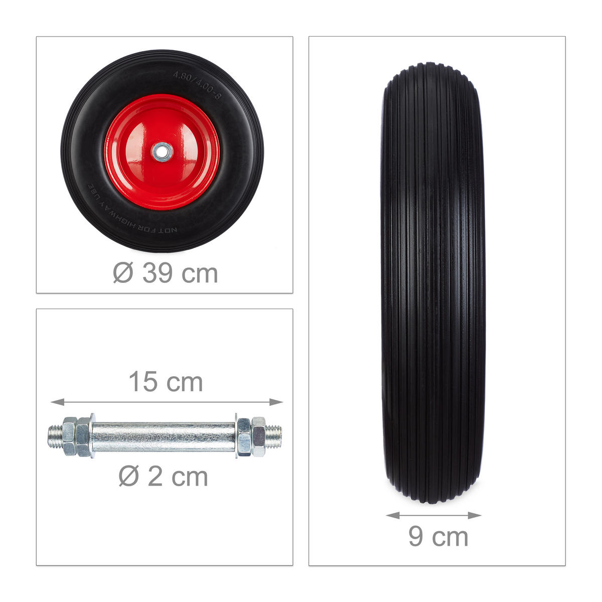 SCHUBKARRENRAD - Multicolor, Kunststoff/Metall (39/39/9cm) - Relaxdays