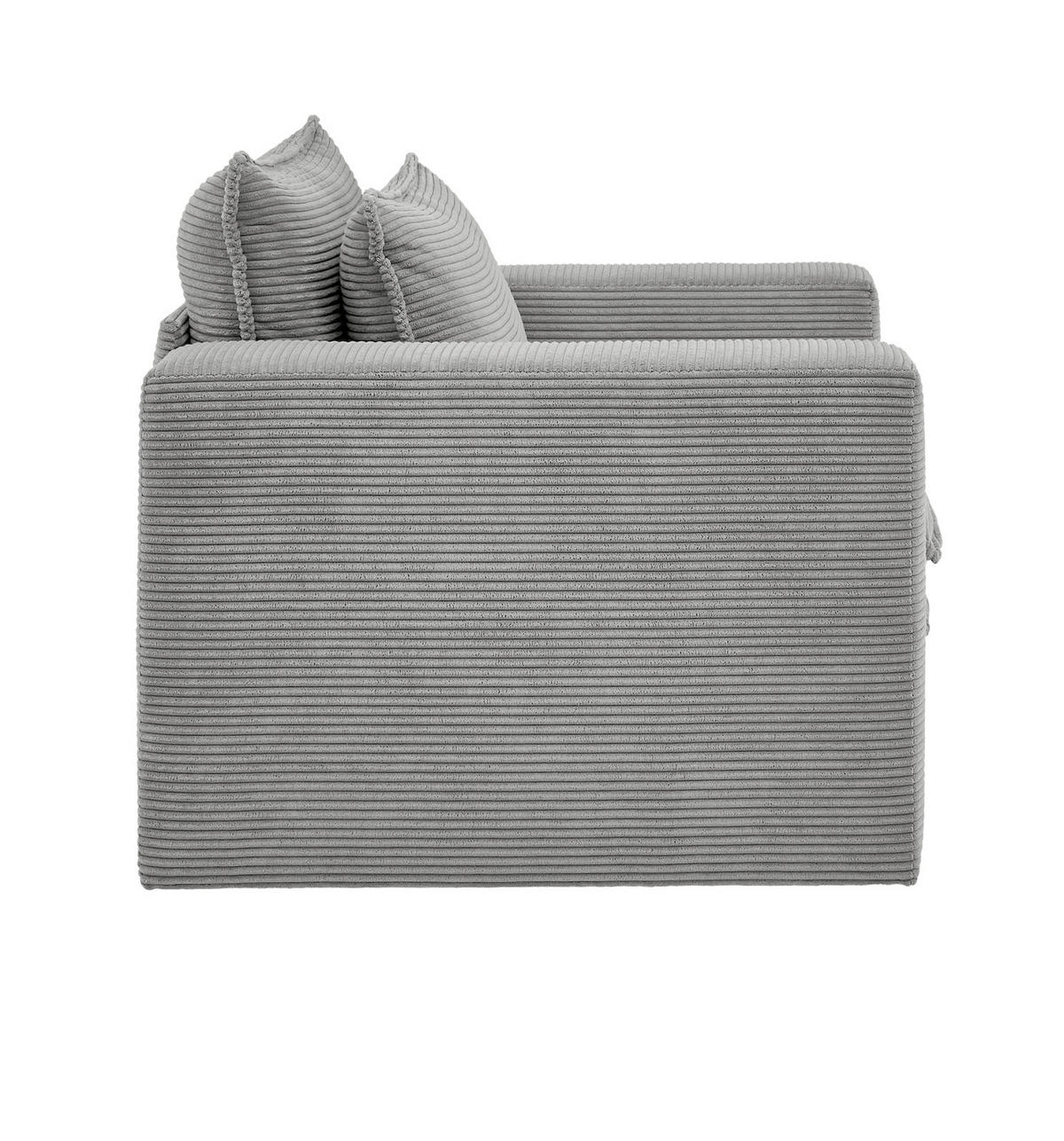 SESSEL hellgrau Cord, Loungesessel 110 cm - Beige/Hellgrau, Holz/Kunststoff (110/83/91cm) - Furn.Design
