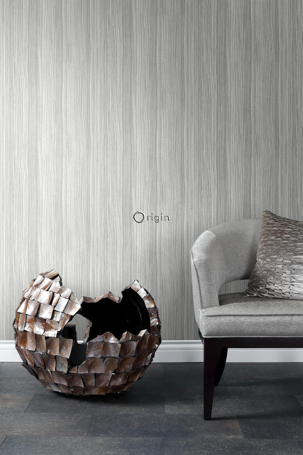 TAPETE Streifenmuster 53 cm x 10.05 m - Grau, Papier (53/1000cm) - Origin Wallcoverings