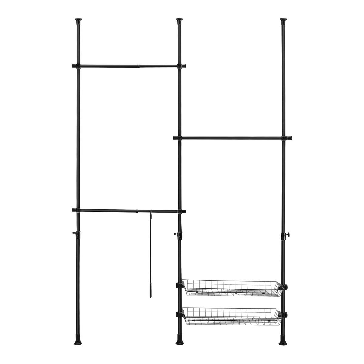TELESKOPGARDEROBE Kemi - Schwarz, Metall (200/278/38cm) - [en.casa]
