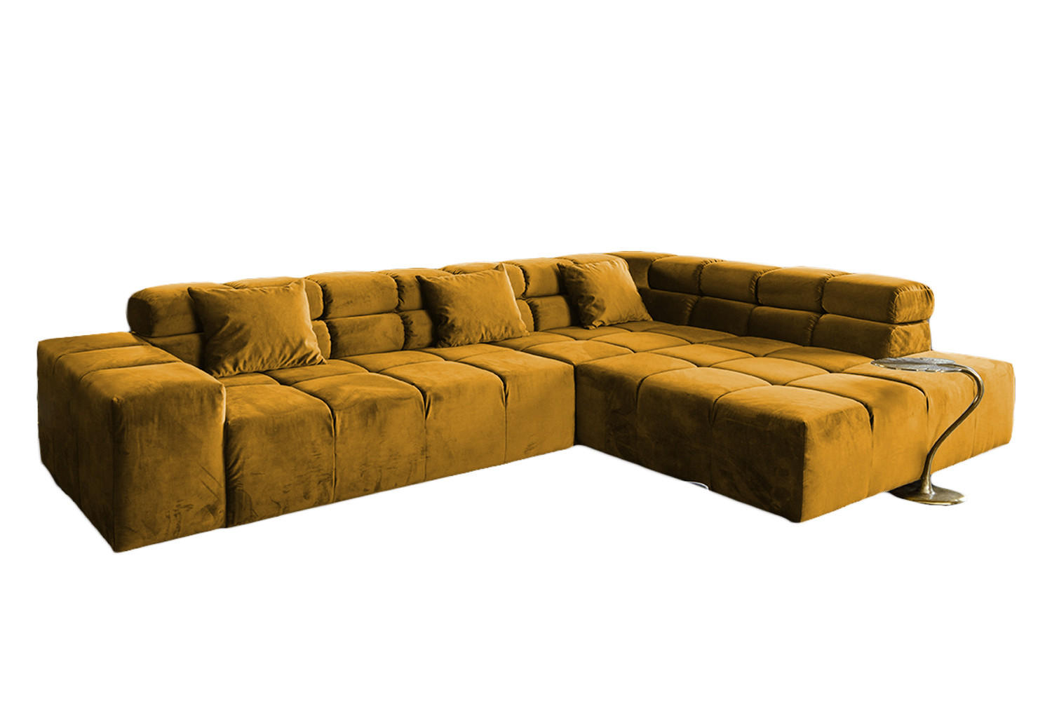 ECKSOFA NEVADA Gelb Velvet - Gelb/Schwarz, Textil (319/215cm) - KAWOLA