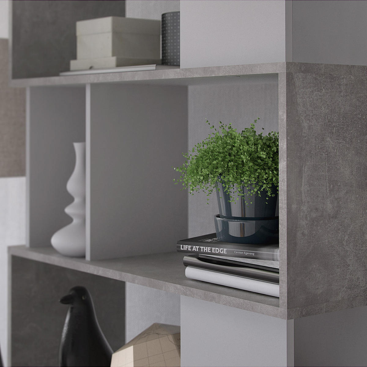 REGAL Beton Dekor - Grau, Holzwerkstoff (80/174/30cm) - ebuy24