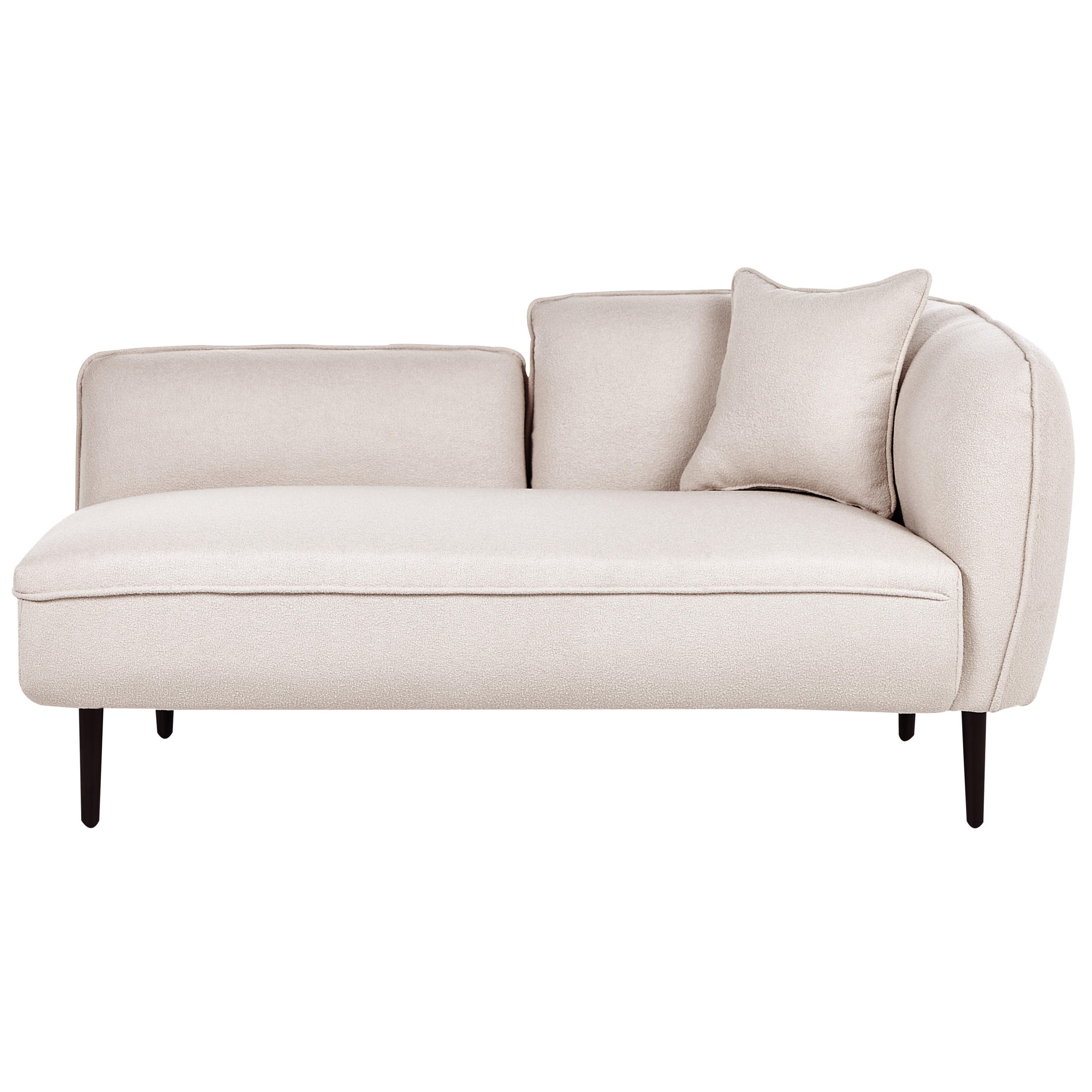 CHAISELONGUE Bouclé hellbeige rechtsseitig Chevannes - Beige/Schwarz, Textil (138/74/77cm) - Beliani