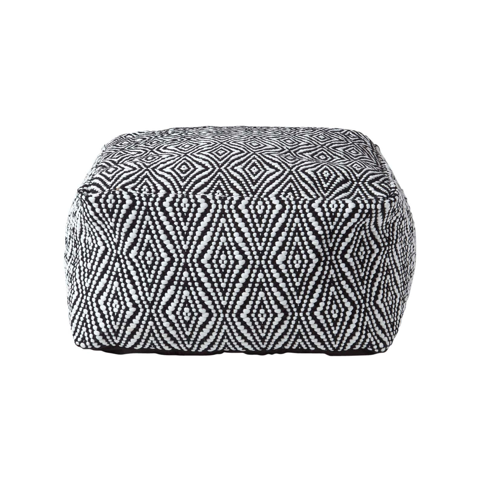SITZPOUF Trance schwarz-weiß gemustert, 60/60/30 cm - Schwarz, Textil (60/30/60cm) - Homescapes
