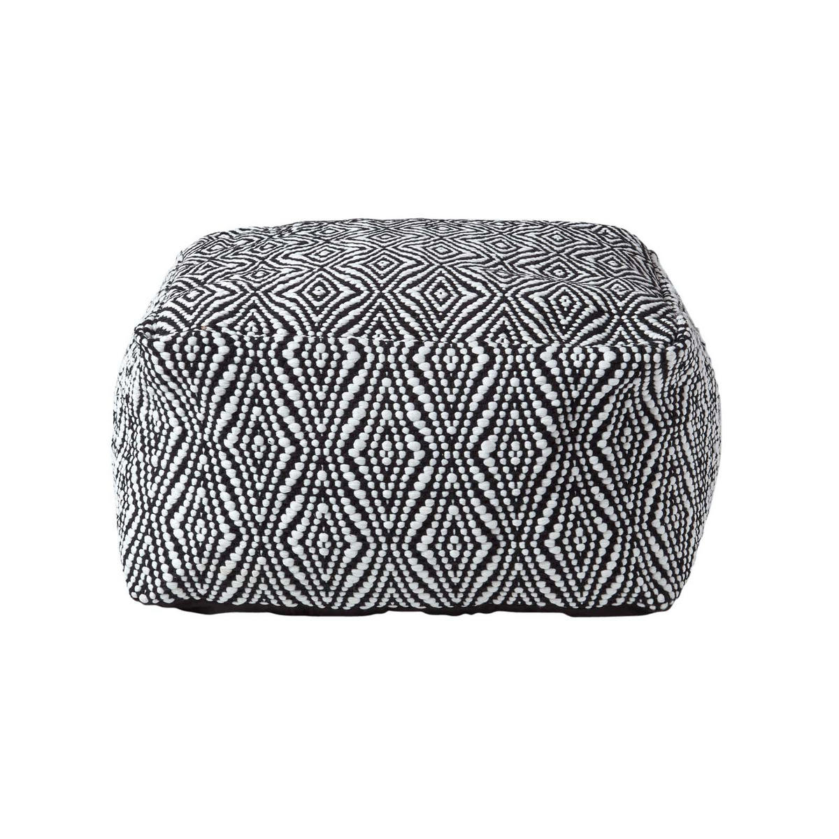 SITZPOUF Trance schwarz-weiß gemustert, 60/60/30 cm - Schwarz, Textil (60/30/60cm) - Homescapes