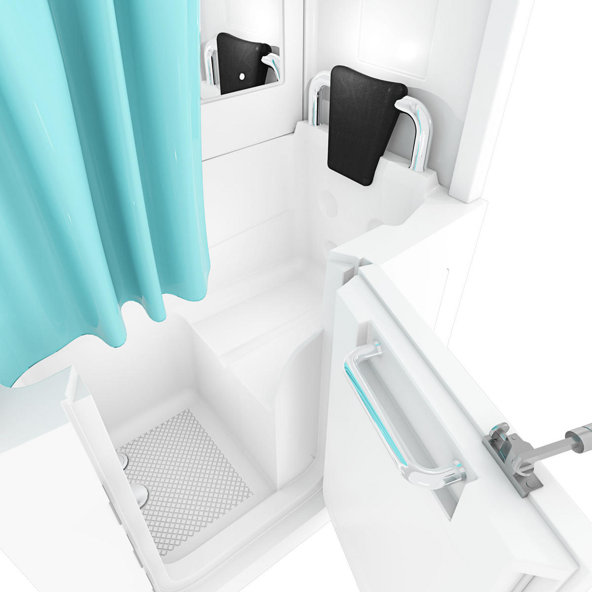 SENIORENDUSCHE S08D-B-R Weiß - Weiß, Glas/Kunststoff (110/68/205cm) - AcquaVapore by Sandra Jentho