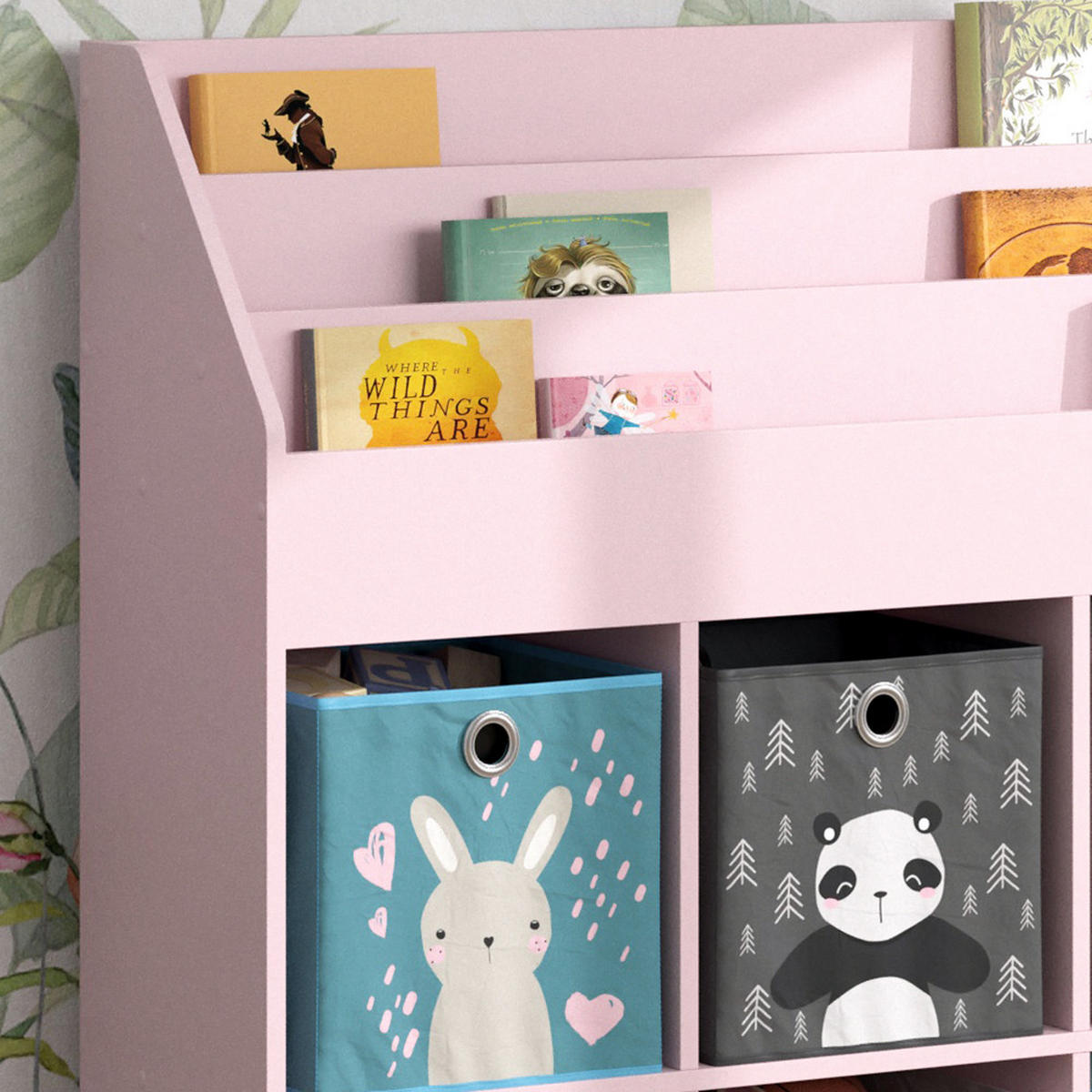 KINDERREGAL Luigi Rosa 107.2 x 114.2 cm mit 6 Faltboxen (grau) - Pink, Holzwerkstoff (107.2/114.2/31.2cm) - Vicco