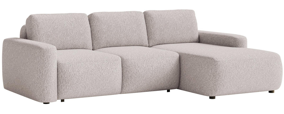 ECKSOFA Carnos Mini Beige Chenille - Beige/Schwarz, Kunststoff/Textil (164/238cm) - Selsey
