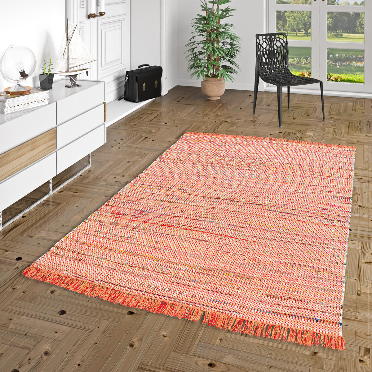 BAUMWOLLE NATUR TEPPICH CAYENNE - Rot, Textil (140/200cm) - Pergamon
