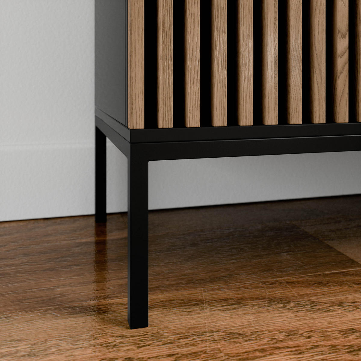 TV-SCHRANK - RTV Meteor (Schwarz + Artisan) - Schwarz, Holzwerkstoff/Metall (150/60/40cm) - Möblo