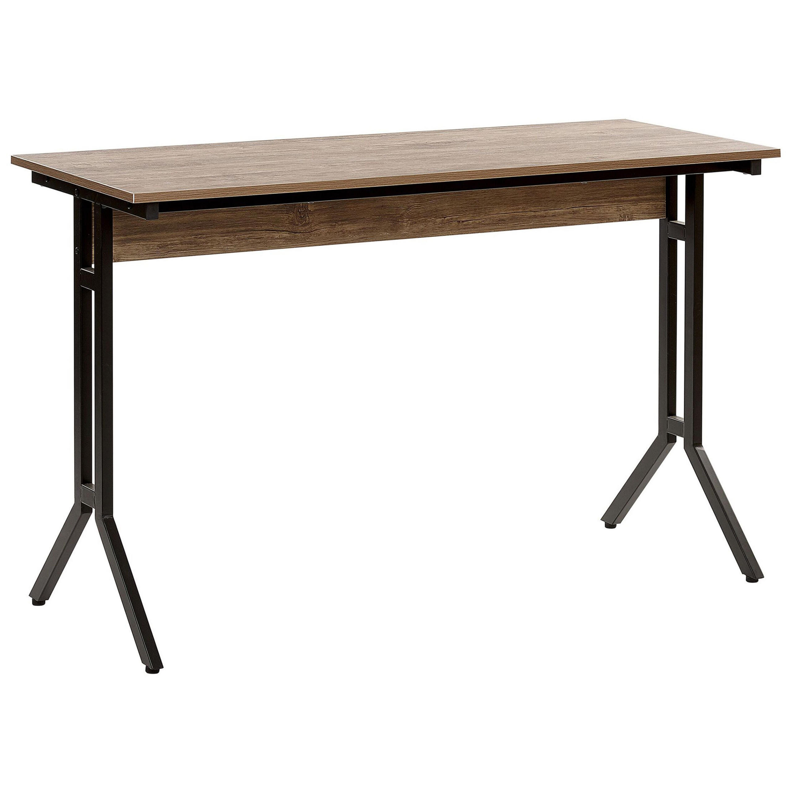 SCHREIBTISCH dunkler Holzfarbton 120/48/76 cm Creek - Dunkelgrau, Holzwerkstoff (48/120/76cm) - Beliani