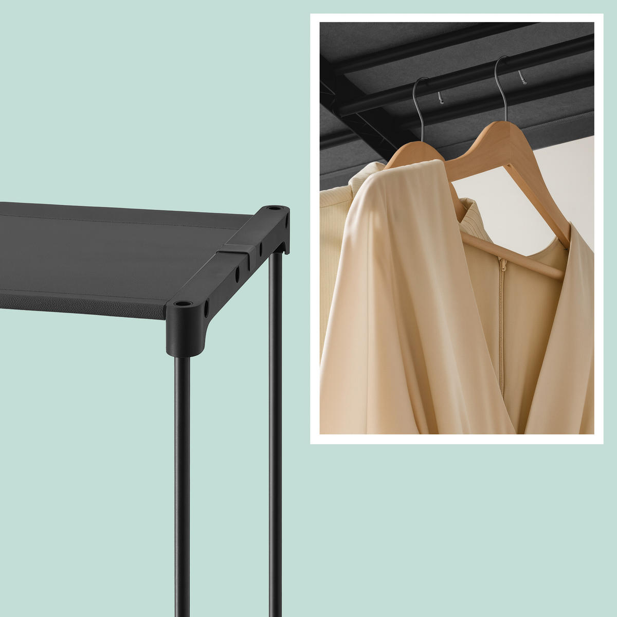 GARDEROBE - Schwarz, Kunststoff/Metall (182/182/43cm) - Relaxdays