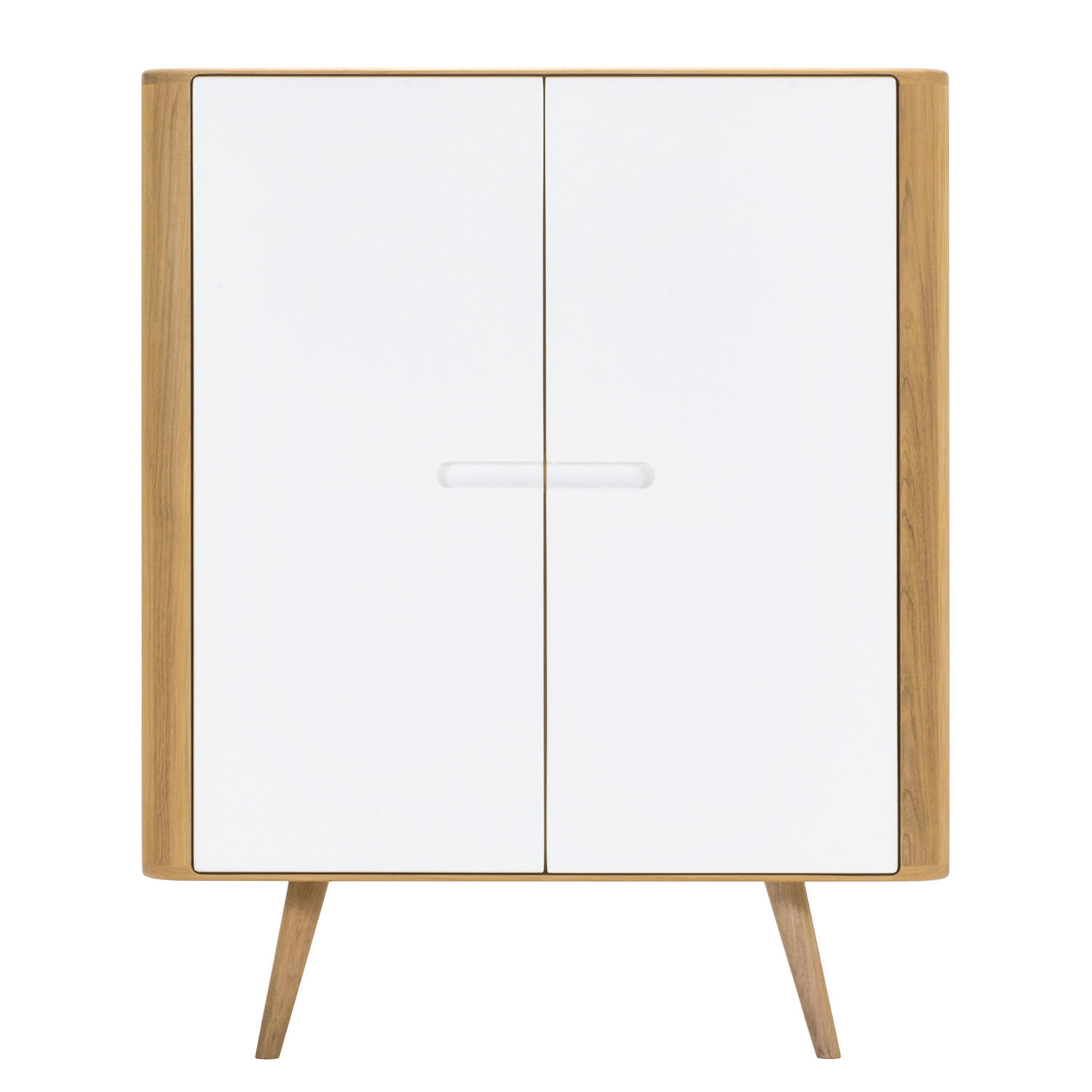 KOMMODE - Wildeiche teilmassiv - Weiß, Holzwerkstoff (90/110/42cm) - home24