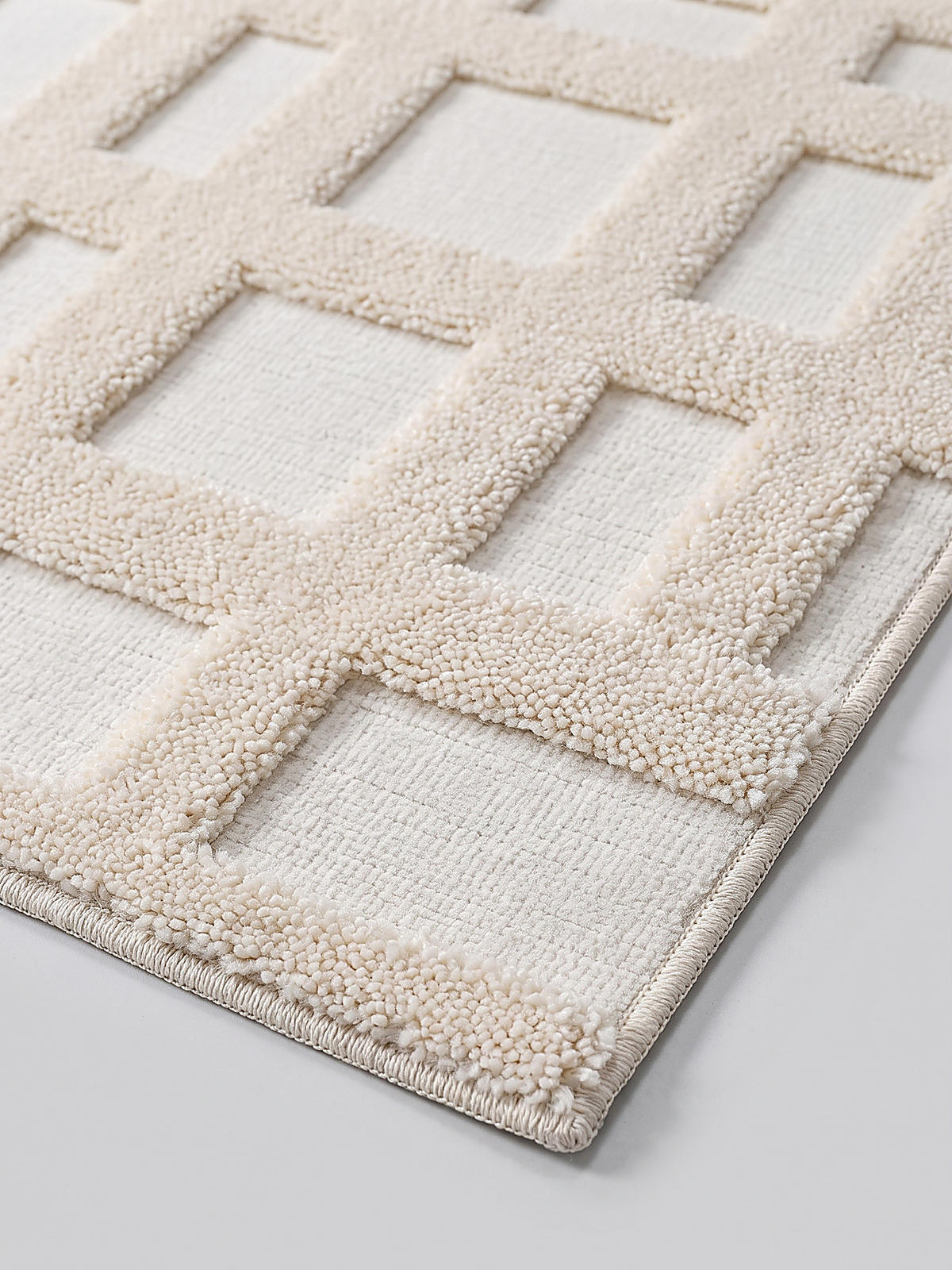 HOCHFLORTEPPICH FORSS, Labyrinth-Relief, Creme, 133 x 190 cm - Beige, Textil (133/190cm) - KADIMA DESIGN