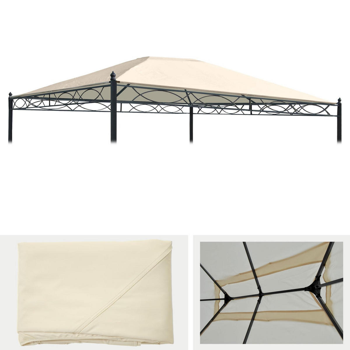 ERSATZDACH Pergola Cadiz 4x3m 380x280cm Creme - Creme, Textil (380/1/280cm) - BERLINLODGE