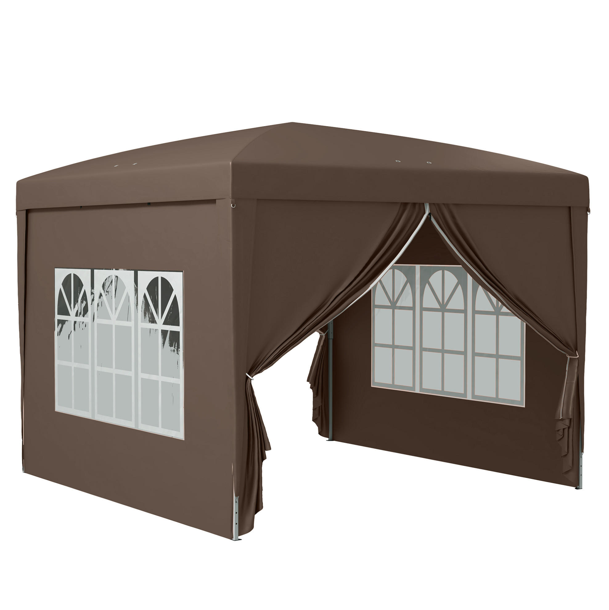 PAVILLON 295/295/258 cm mit 4 Seitenteilen, UV-Schutz und Tragetasche, Coffee - Braun, Textil (295/258/295cm) - Redom