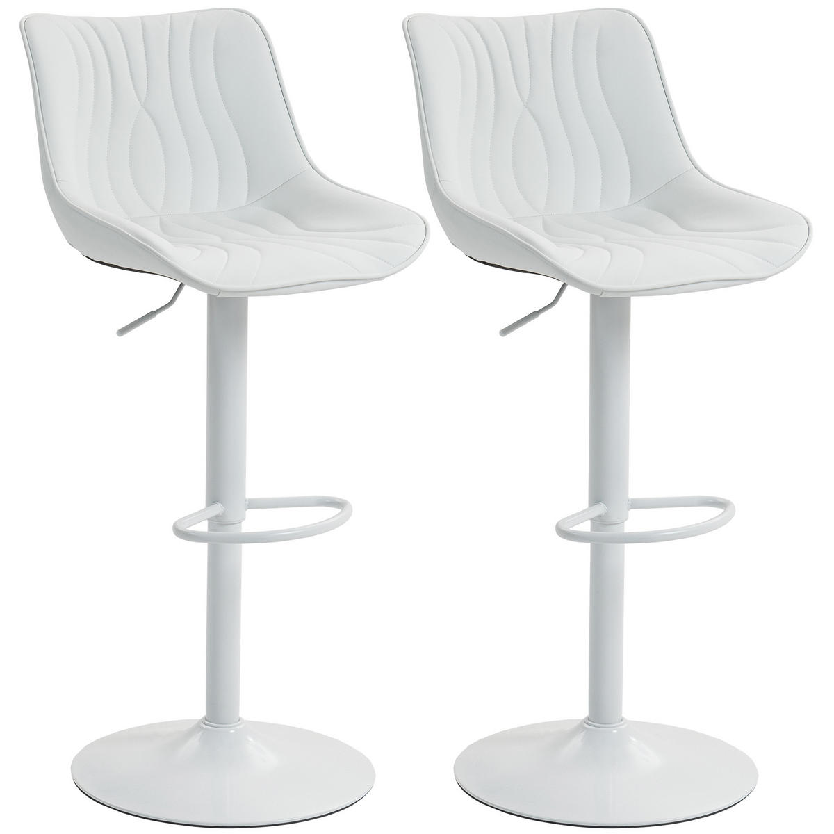 BARHOCKER 2er-Set DE-14774 höhenverstellbar & 360° schwenkbar Weiß - Weiß, Metall (47.5/110/54cm) - ComfortXL