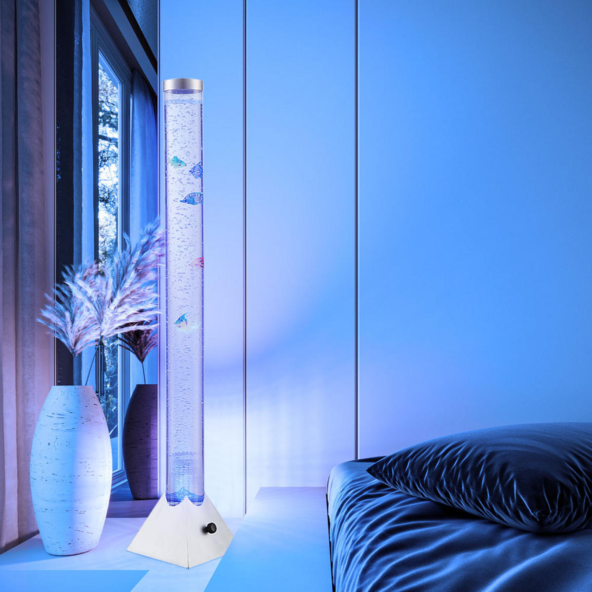 LED STEHLEUCHTE Kunststoff Klar - Klar, Kunststoff (22/22/122cm) - Globo Lighting