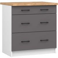 UNTERSCHRANK Weiß, Graphit Grau 85/80/46 - Dunkelgrau/Weiß, Holzwerkstoff (80/85/46cm) - RAUMHIRSCH FURNITURE