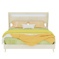 POLSTERBETT 160/200 cm beige aus Stoff und Metall mit LED und verstellbarer Rückenlehne - Beige, Textil (160/200cm) - OKWISH