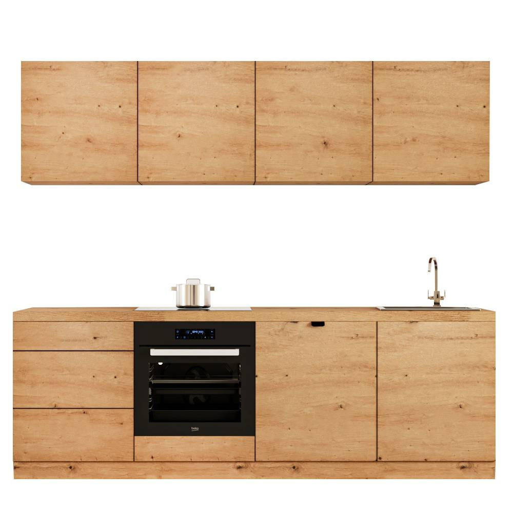KÜCHENZEILE 240 cm - Langen KL28-M240 - in Artisan Eiche - Eiche Artisan, Holz (240/212/52cm)