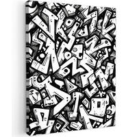 LEINWANDBILD Formen - Buchstaben - Graffiti - Schwarz Room Decor 30x40 cm - Schwarz, Textil (30/40cm) - MuchoWow