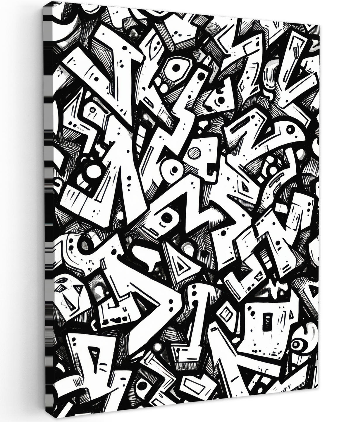 LEINWANDBILD Formen - Buchstaben - Graffiti - Schwarz Room Decor 30x40 cm - Schwarz, Textil (30/40cm) - MuchoWow