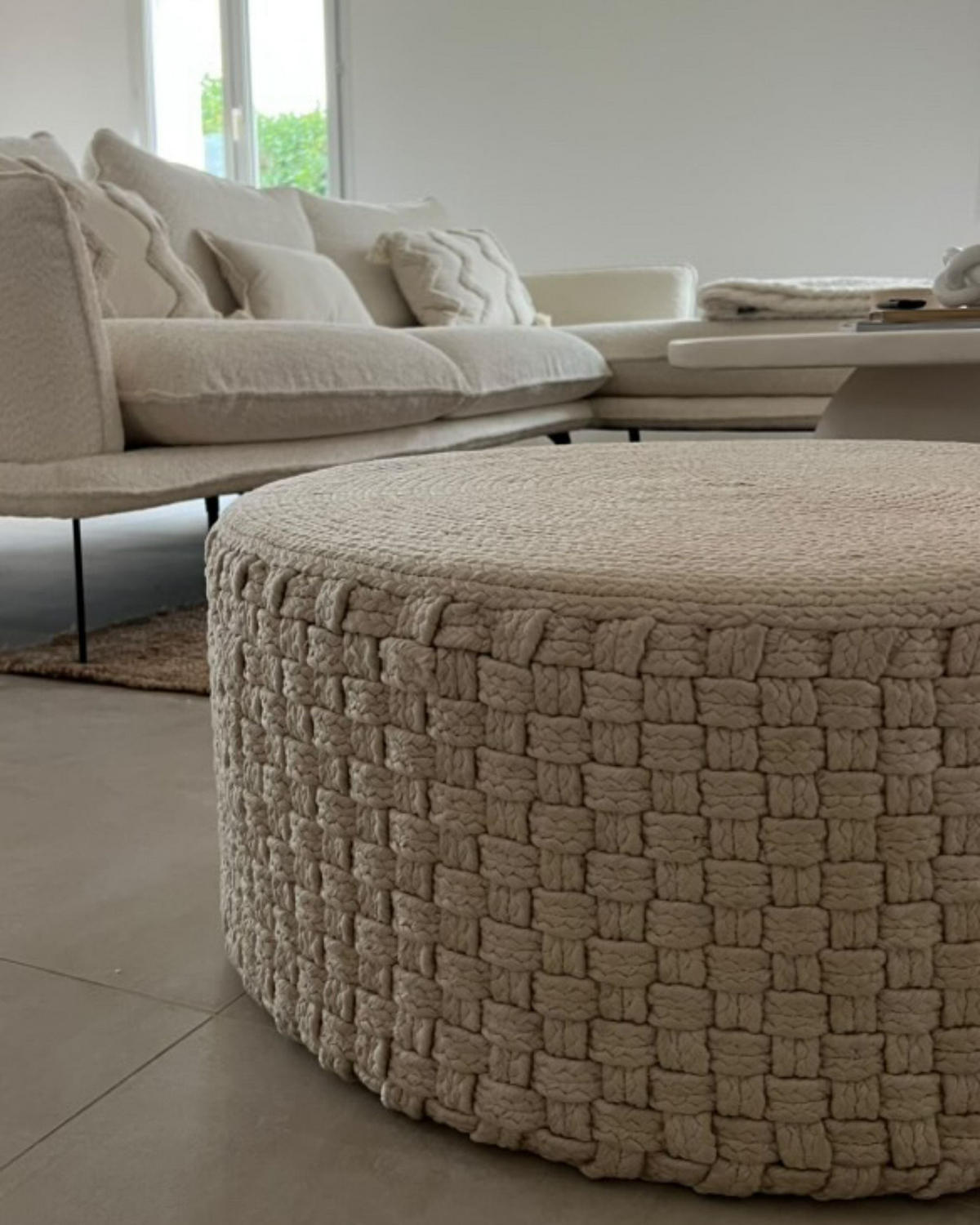 POUF Hellbeige Mithi - Beige, Textil (70/30/70cm) - Beliani