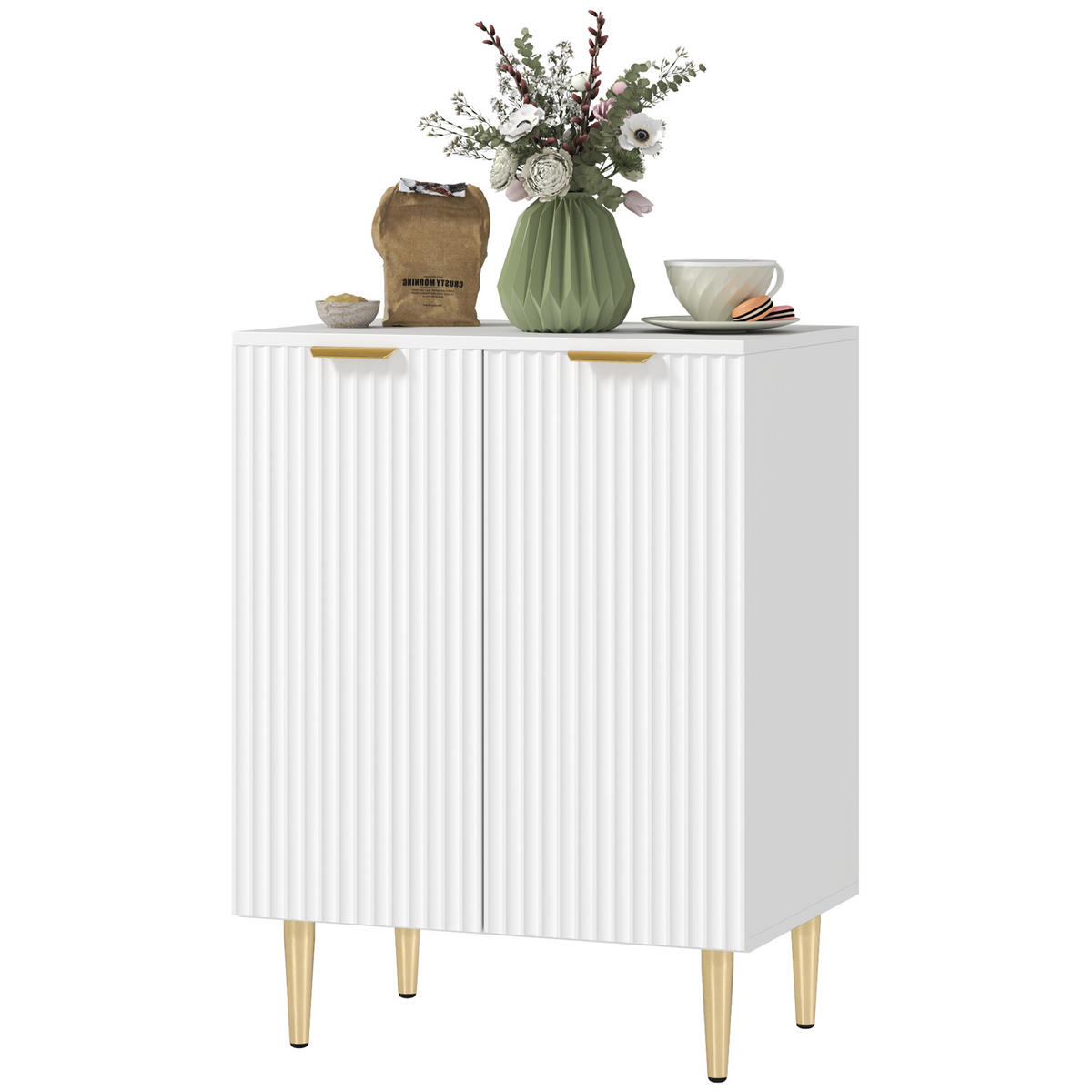 SIDEBOARD Weiß, 2 Türen, 60/40/80 cm - Weiß, Holz (60/80/40cm) - PANGIVO