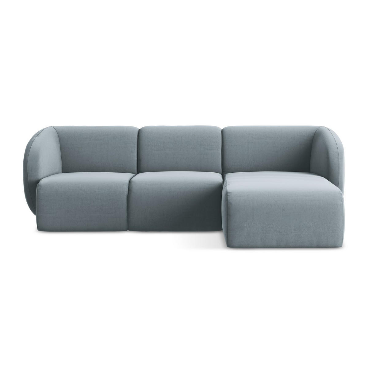 ECKSOFA Rechts Samt Stoff Blau - Schwarz/Hellblau, Holzwerkstoff/Kunststoff (248/166cm) - LaMiaSofa