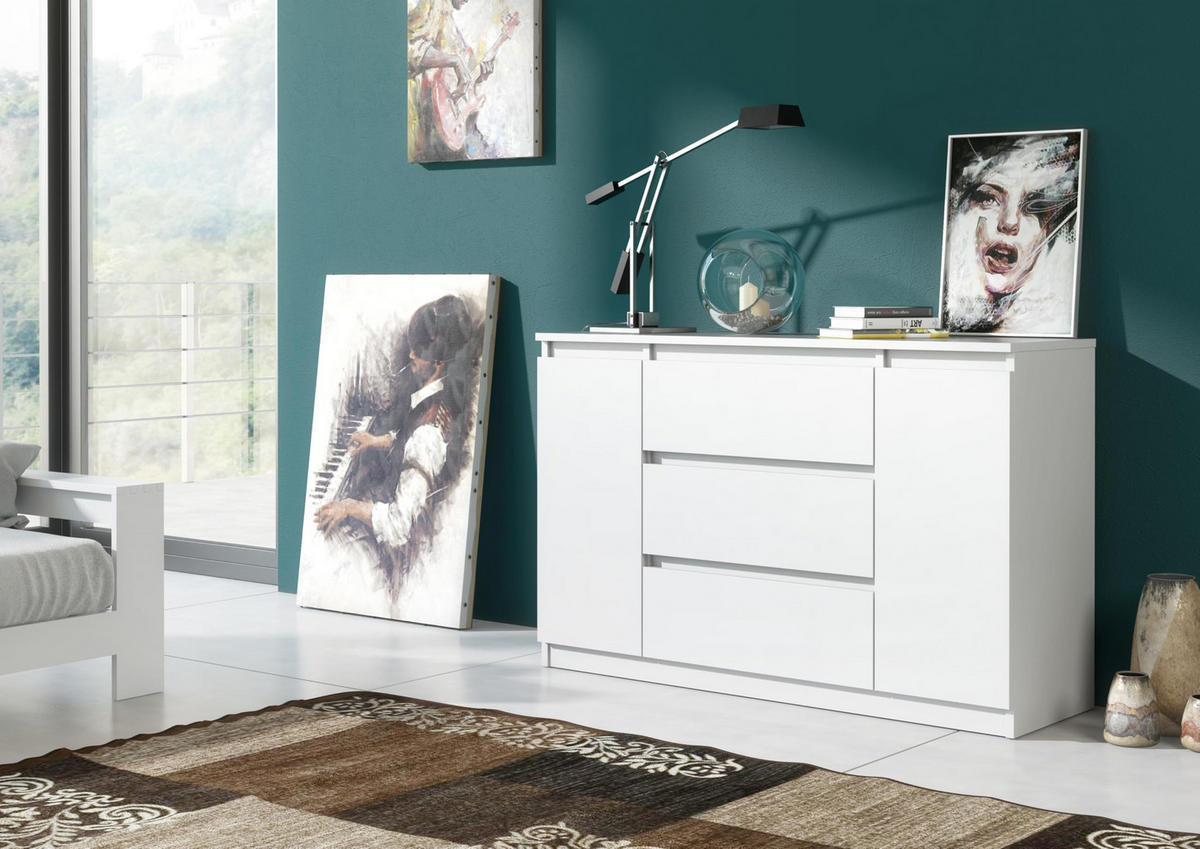 KOMMODE 140 Weiß 138,5x39x78, 2 cm - Weiß, Holzwerkstoff (138.5/78/39cm) - Mobelsta