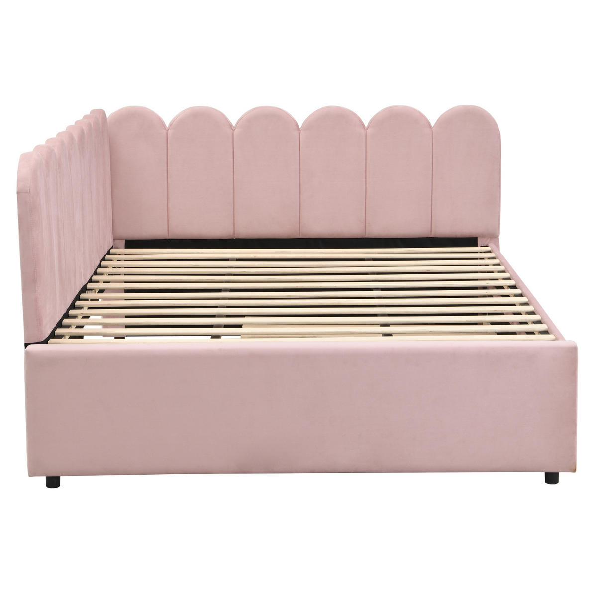 BETT 140/200 cm Rosa aus Samt mit Bett - Rosa, Leder (140/200cm) - OKMYHOME