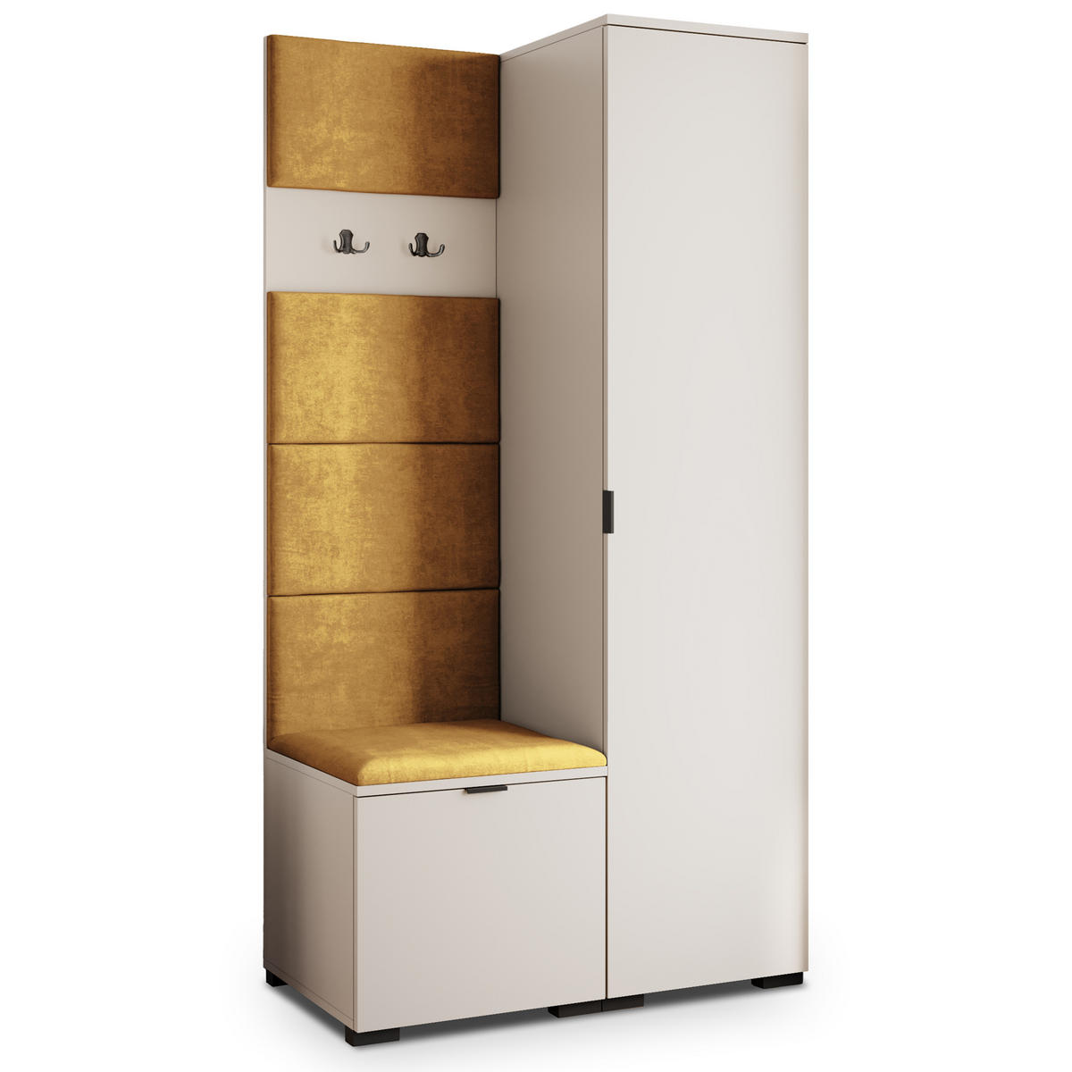 GARDEROBENSCHRANK LORI 95/181/51 cm Modern Garderobe-Set Kaschmir - Kaschmir/Gelb, Holzwerkstoff (95/181/51cm) - MASSENO