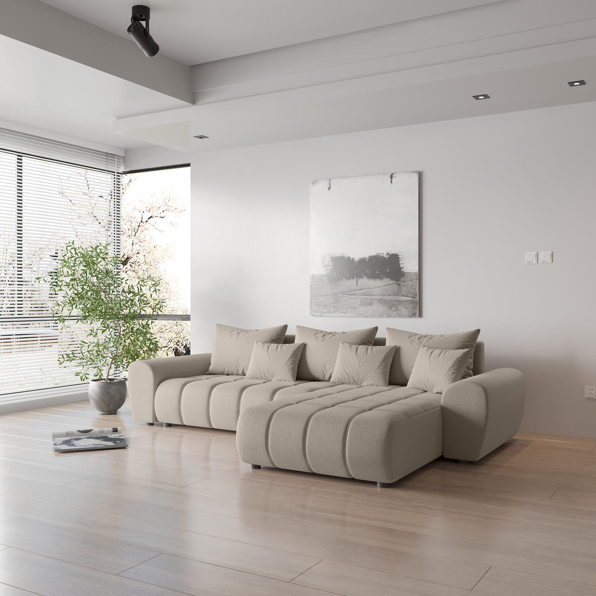 ECKSOFA Eide L mit Schlaffunktion, Beige - Beige, Textil (291/180cm) - Fedve