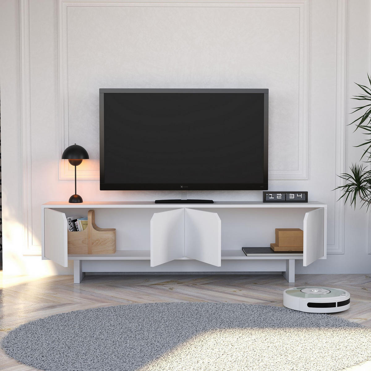 TV-MÖBEL doruk weiss - Weiß, Holz (30/50/180cm) - Habitat Garten