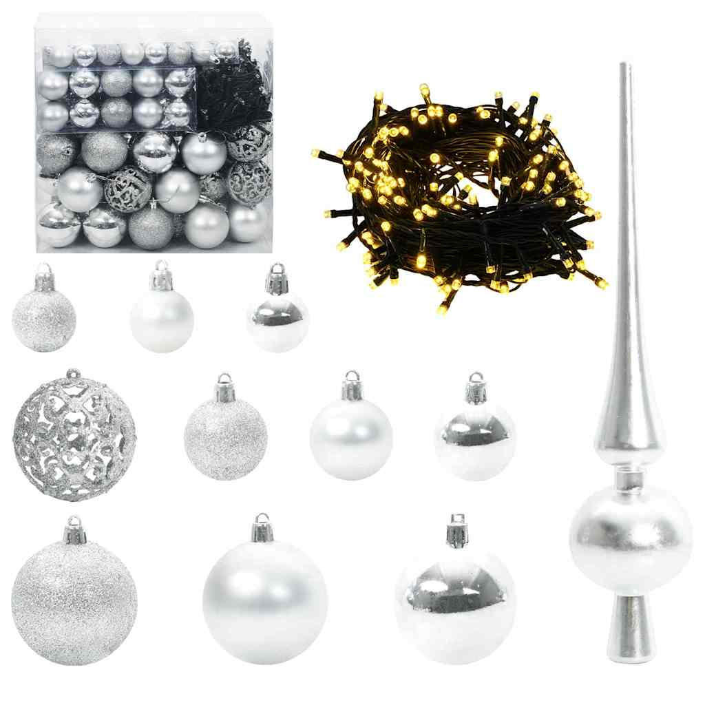 WEIHNACHTSKUGELSET 120 -teilig Silber Kunststoff - Silberfarben, Kunststoff (6/27/6cm) - vidaXL