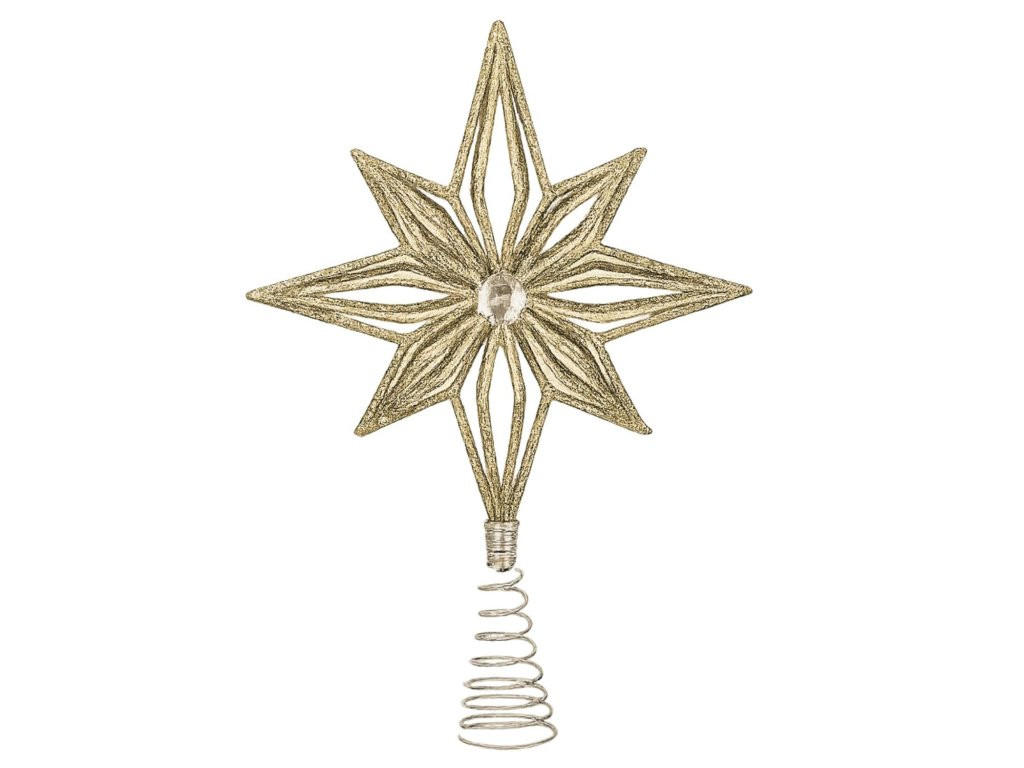WEIHNACHTSBAUMSPITZE Stern champagner, Kunststoff, 20 cm - Champagner/Goldfarben, Kunststoff/Metall (20cm) - LAALU