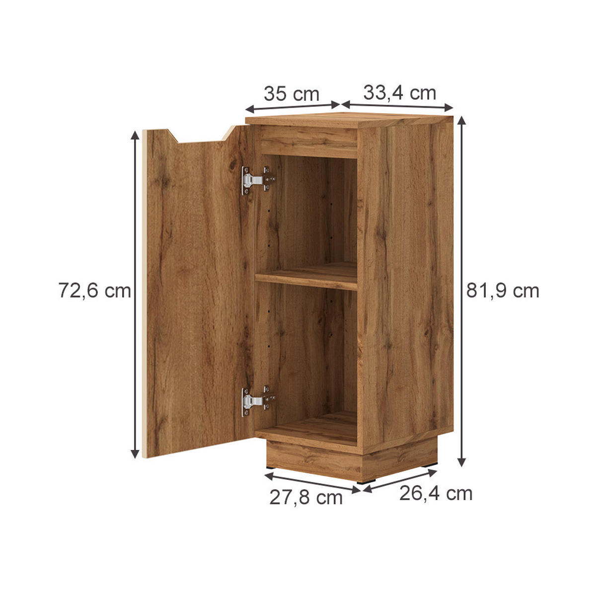 MIDISCHRANK Lotta Eiche/Kaschmir gestreift 33.4 x 81.9 cm - Kaschmir, Holzwerkstoff (33.4/81.9/35cm) - Vicco