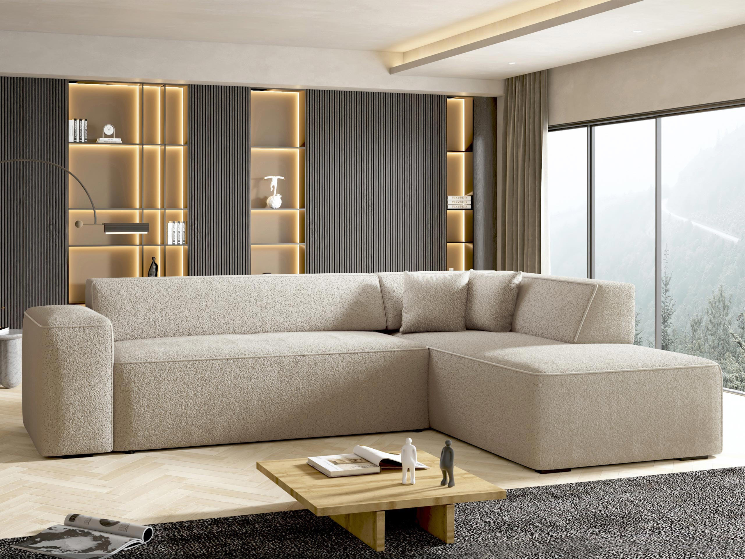 ECKSOFA Lordin Premium, Seite: Rechts - Naturfarben, Holz/Textil (267/205cm) - MIRJAN24