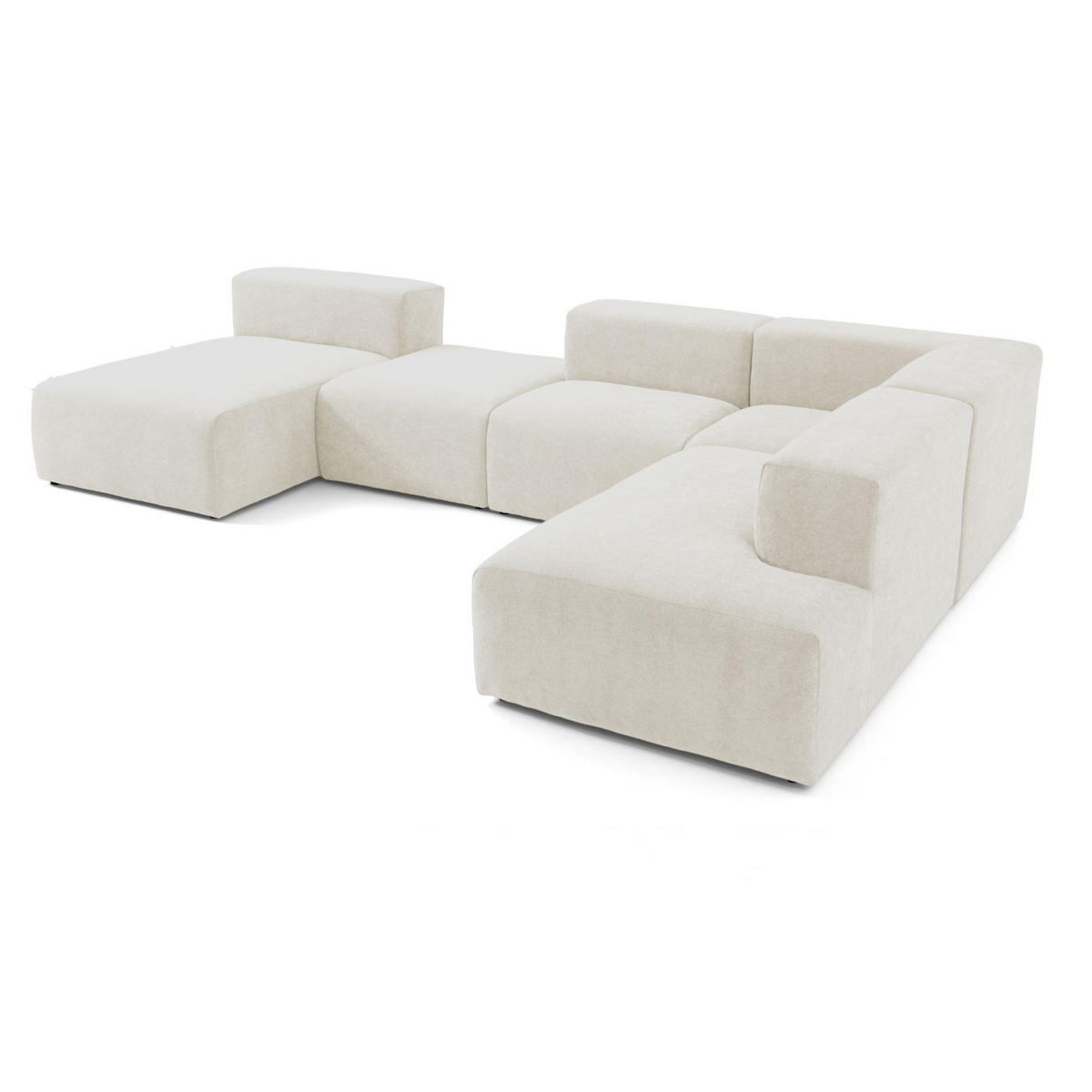 5-SITZER modulares Wohnlandschaft U XXL HEAVEN SET 6 Rechts, Breite 375 cm Webstoff Weiß - Schwarz/Weiß, Holz/Kunststoff (245/73/375cm) - Muffo