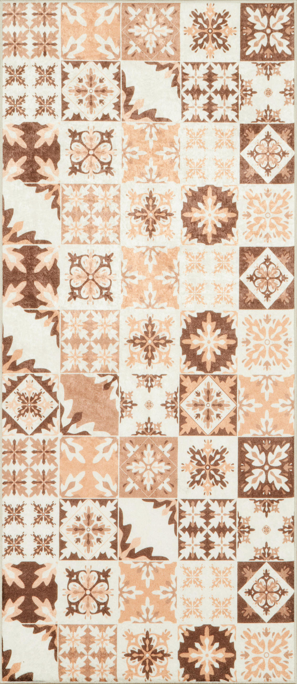KÜCHENTEPPICH mit orangefarbenem Zementfliesenmuster Azulejo 50x100 cm - Orange, Textil (50/100cm) - Nazar Rugs